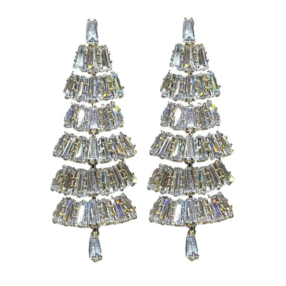 Baguette Crystal Christmas Tree Earrings