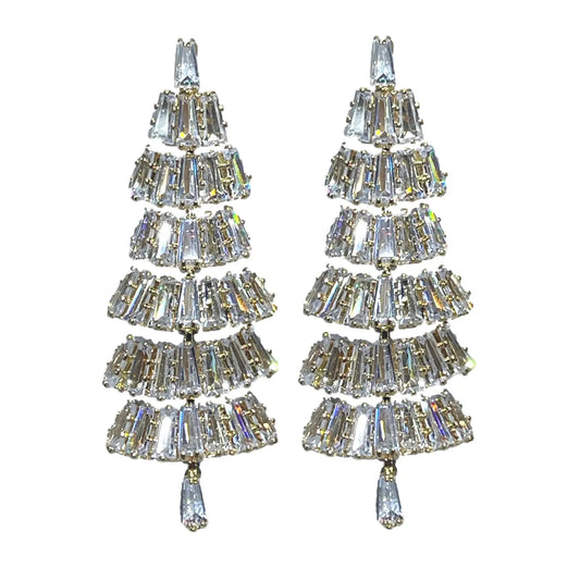Baguette Crystal Christmas Tree Earrings