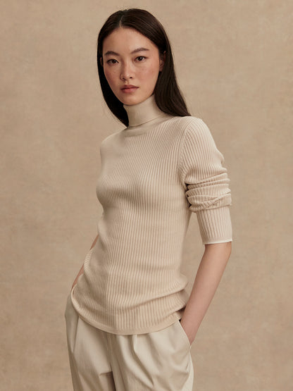 Ravena Roll Neck Top 2.0 - Silver Birch
