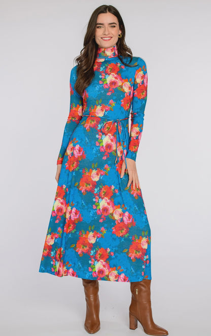 Stevie Dress in Holiday Chintz Teal