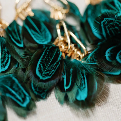 Peacock Feather Fall Tassel Earrings