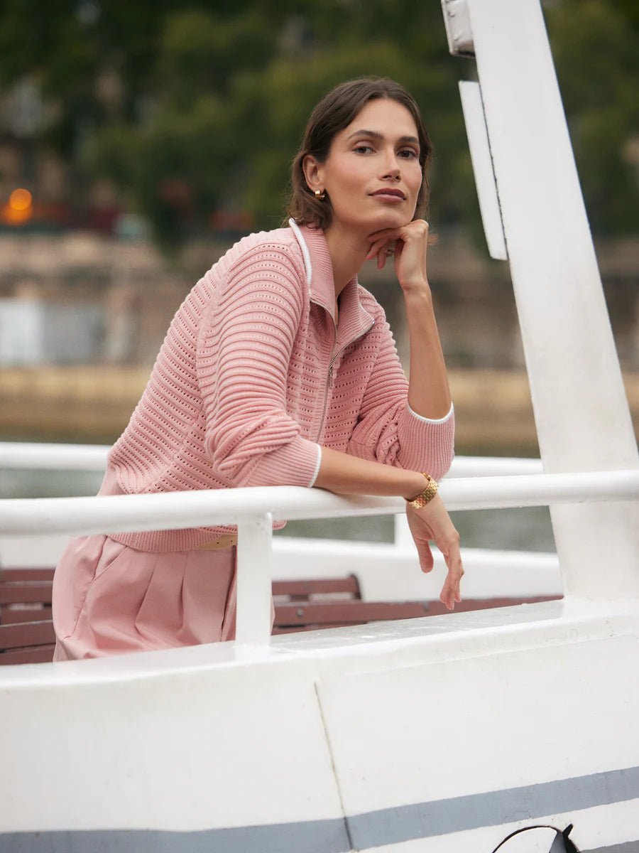 Morwenna Half Zip Knit - Mellow Rose