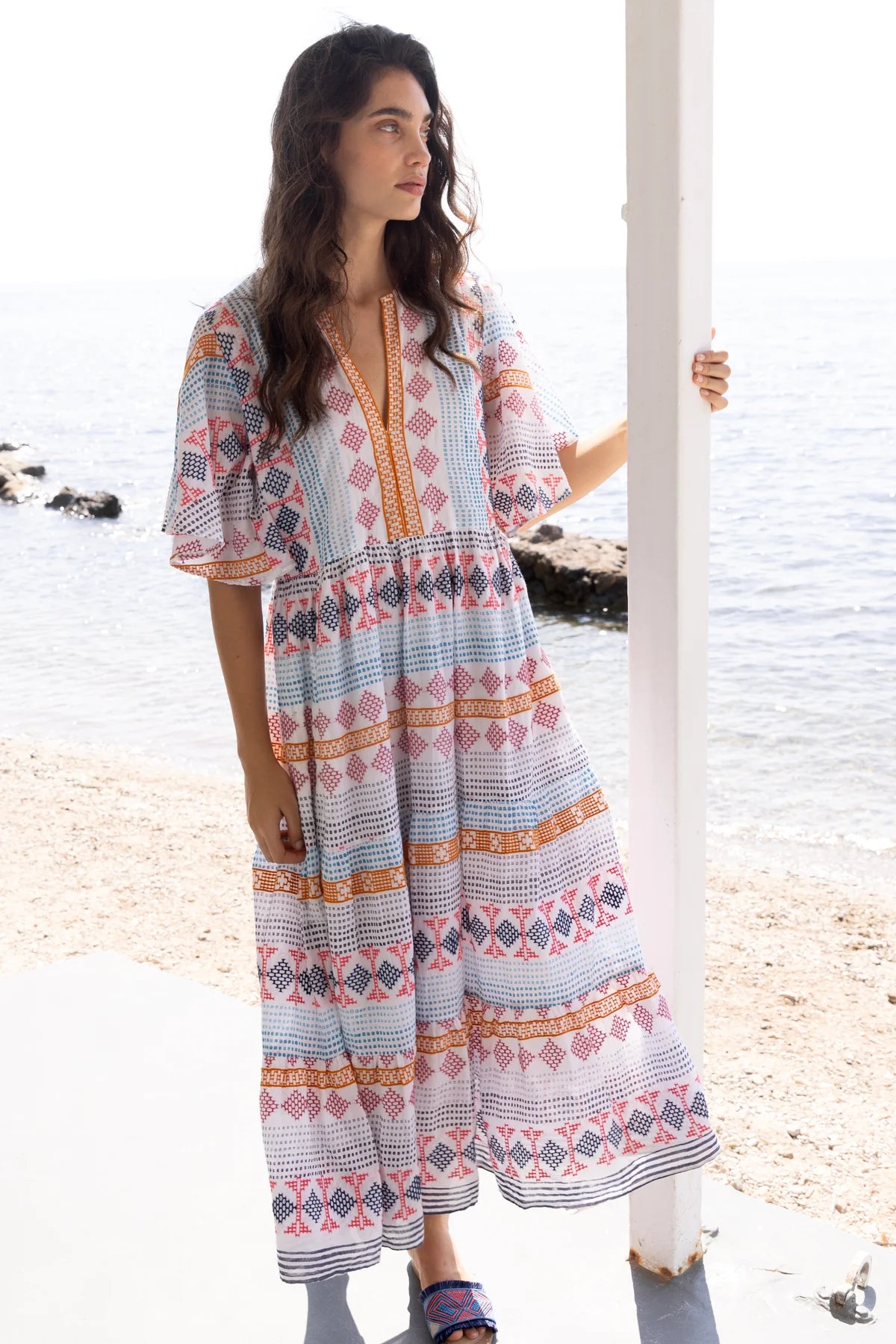 Flirty V-Neck Maxi - Casablanca Multi