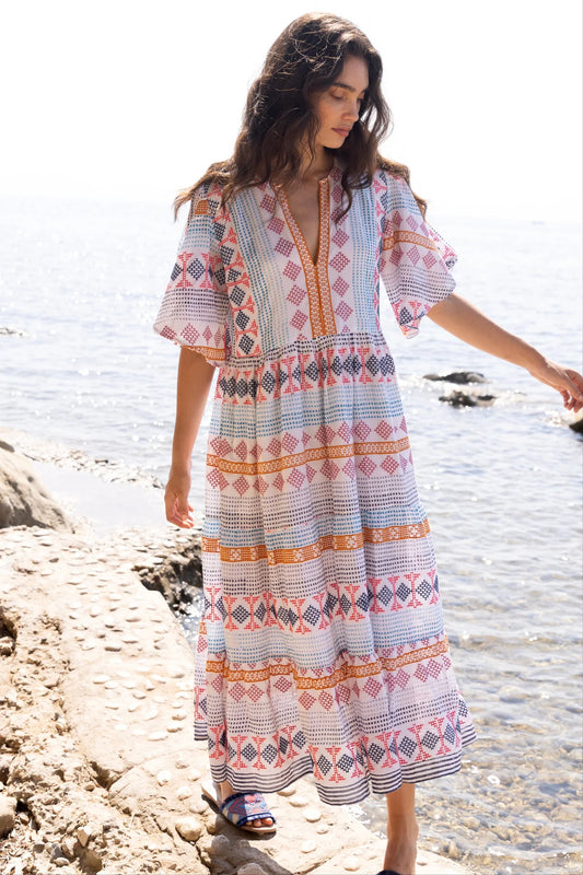 Flirty V-Neck Maxi - Casablanca Multi