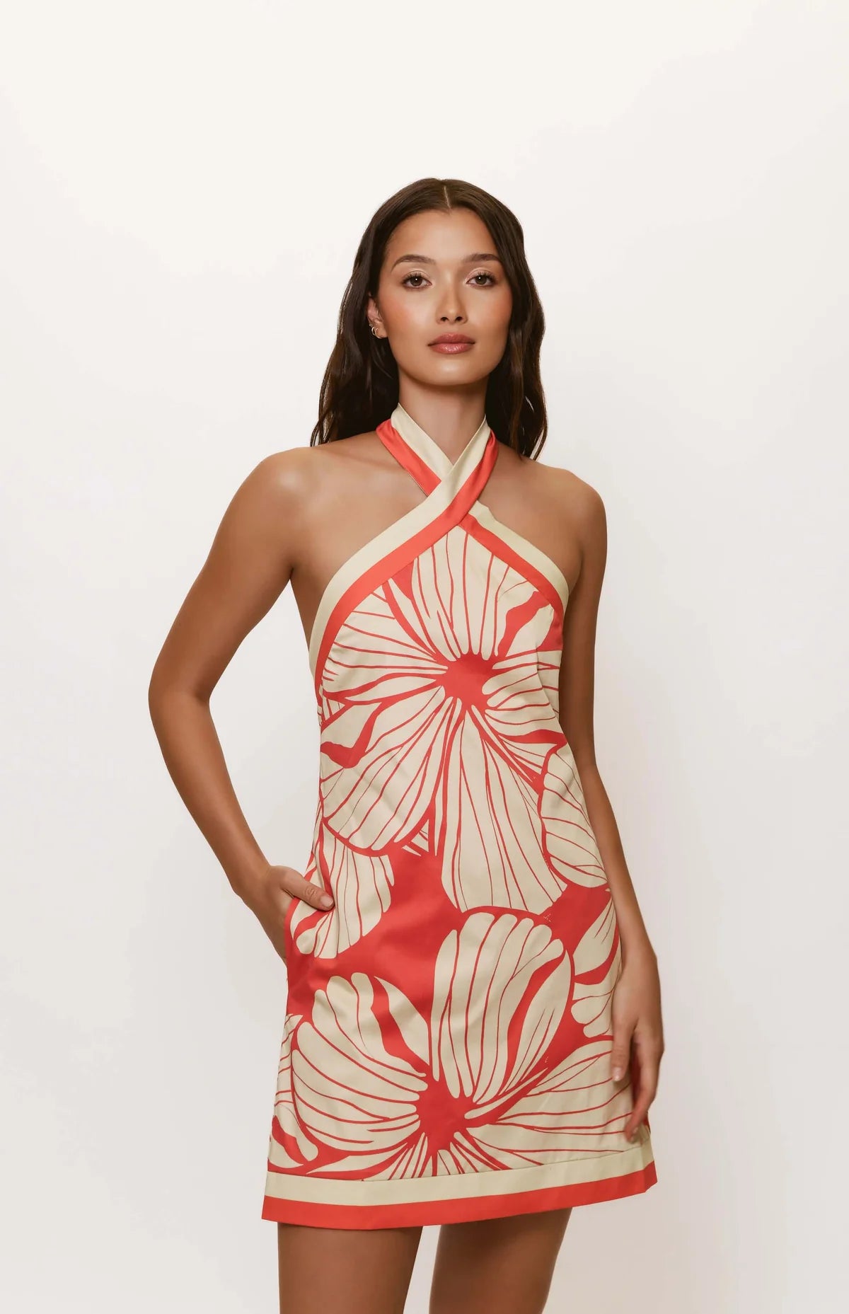 Baker Dress - Coral Plumeria