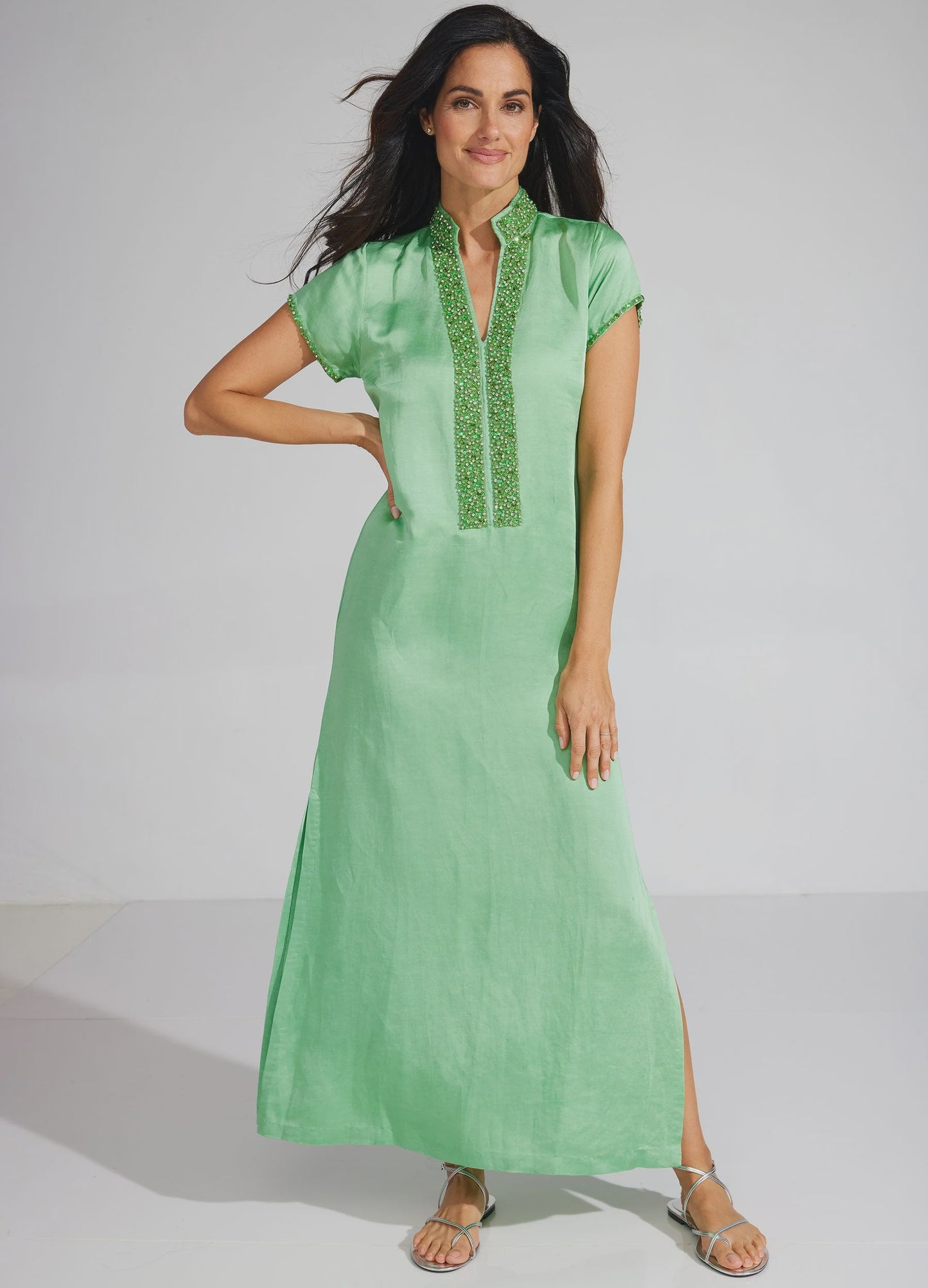 Meg Cap Sleeve Caftan - Pear
