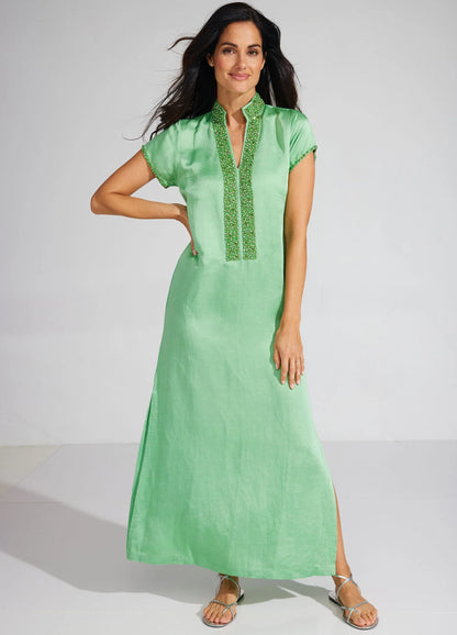 Meg Cap Sleeve Caftan - Pear