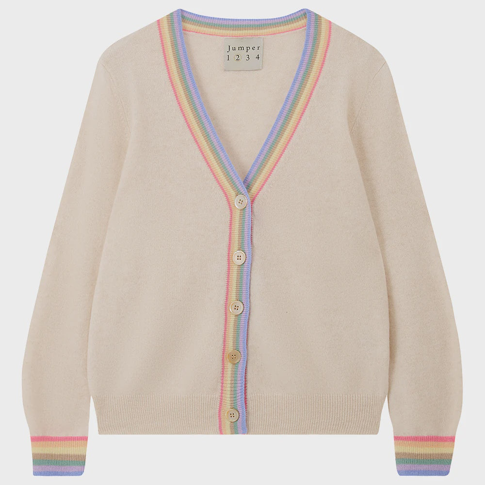 Cashmere Rainbow Cardigan in Oatmeal