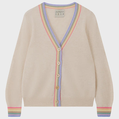Cashmere Rainbow Cardigan in Oatmeal