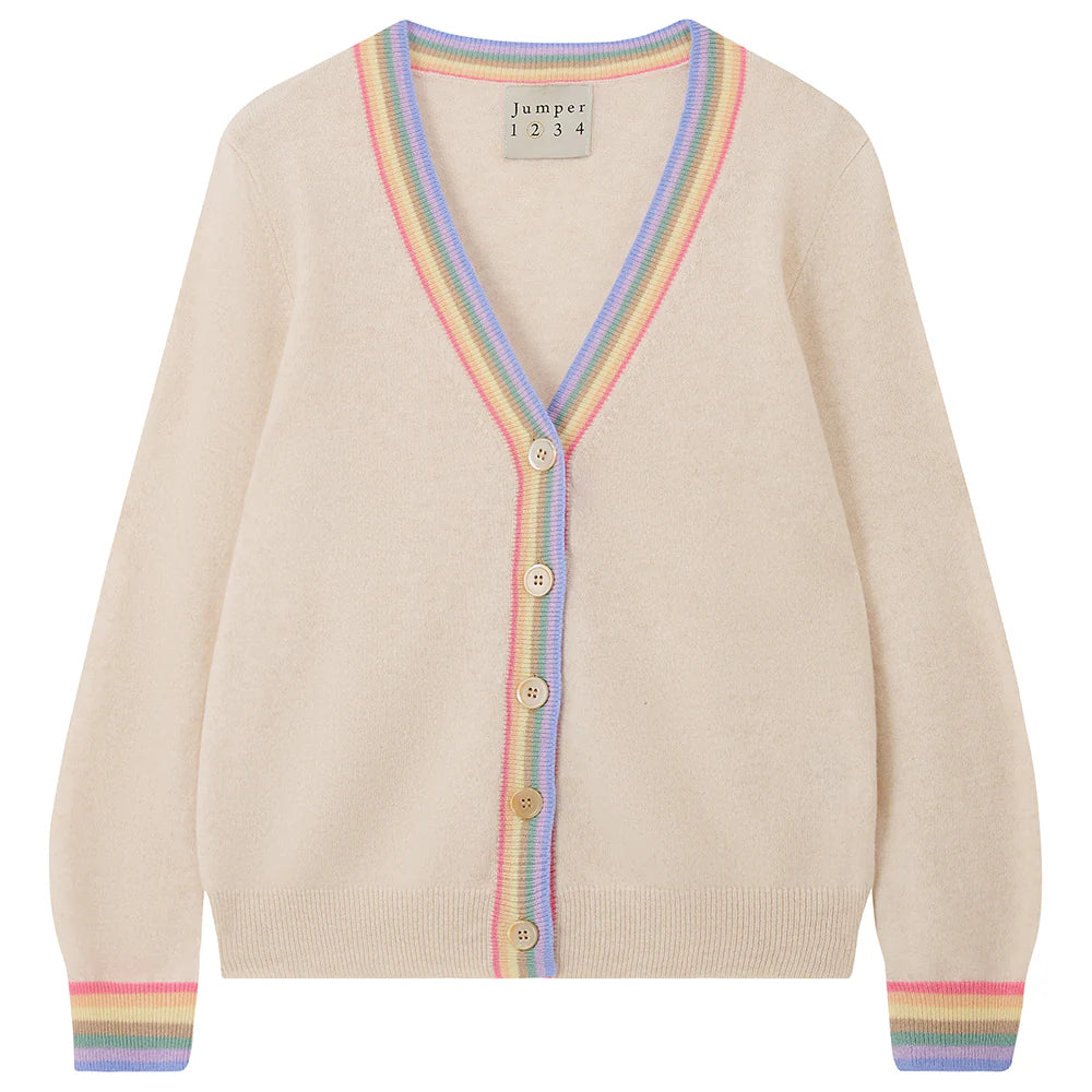 Cashmere Rainbow Cardigan in Oatmeal