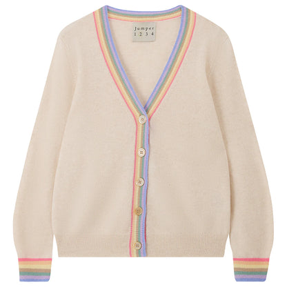 Cashmere Rainbow Cardigan in Oatmeal