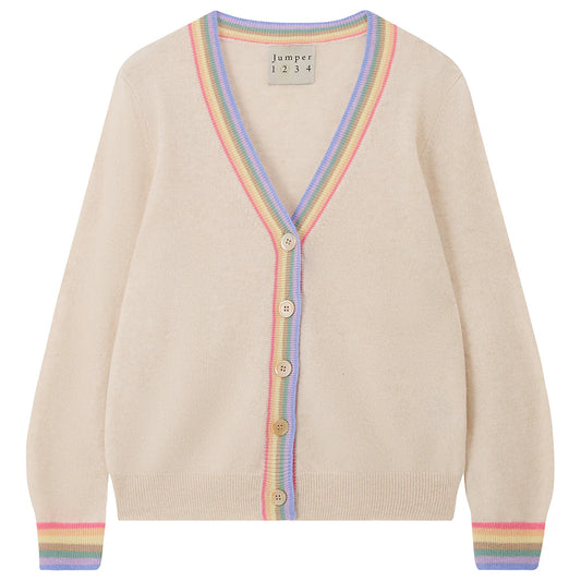 Cashmere Rainbow Cardigan in Oatmeal