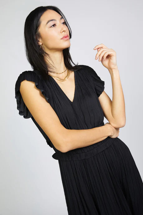 Sereia Pleated Midi Dress | Black