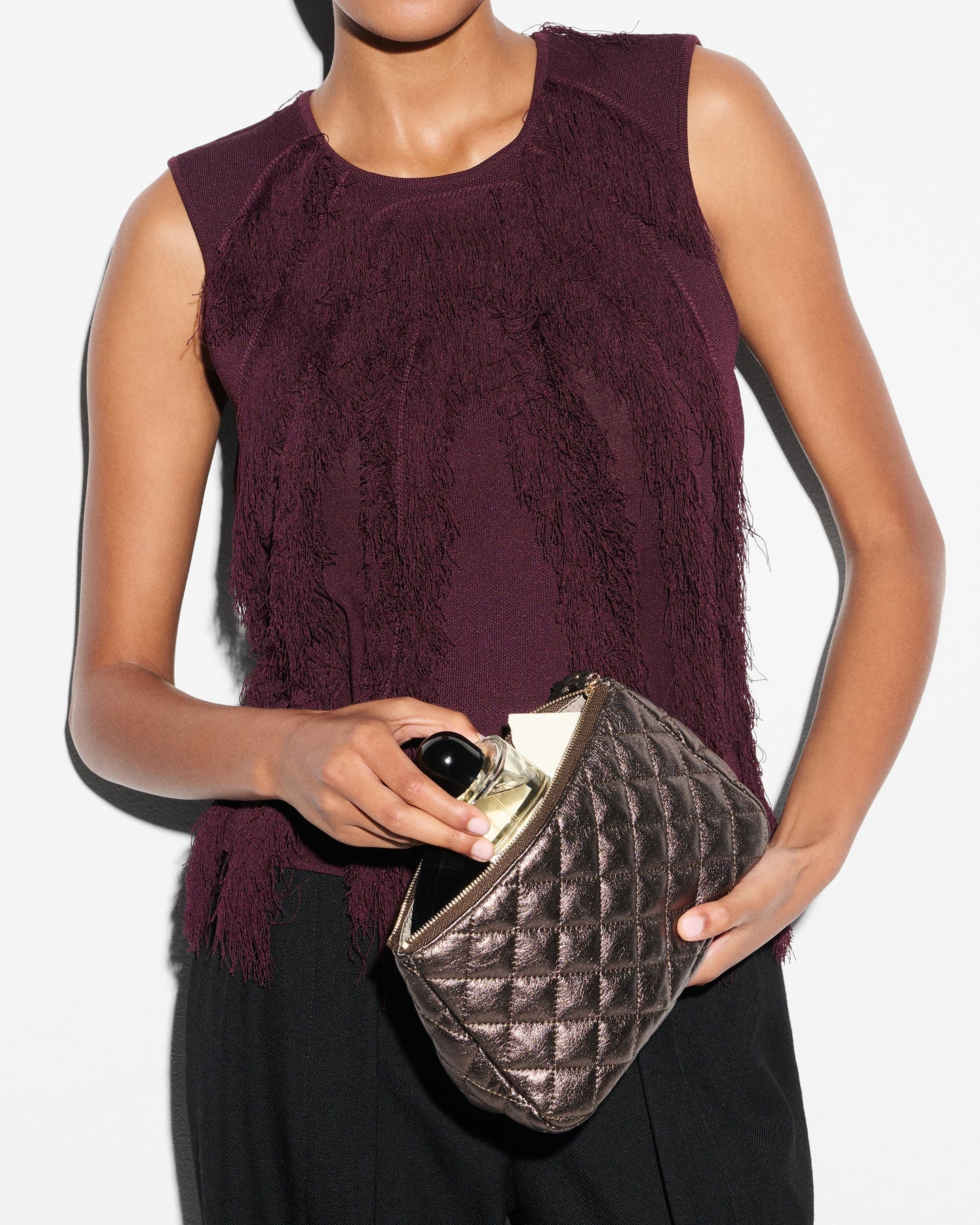 Espresso Metallic Leather Medium Luna Cosmetic