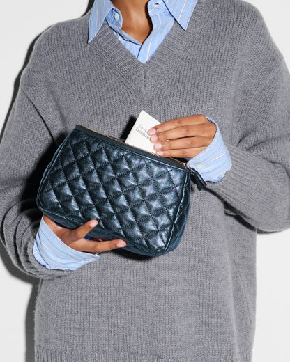 Midnight Metallic Leather Medium Luna Cosmetic