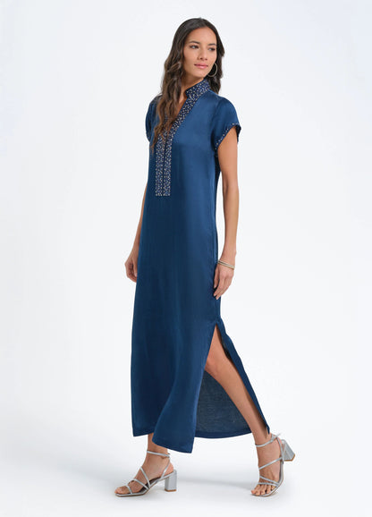 Meg Cap Sleeve Caftan - Navy