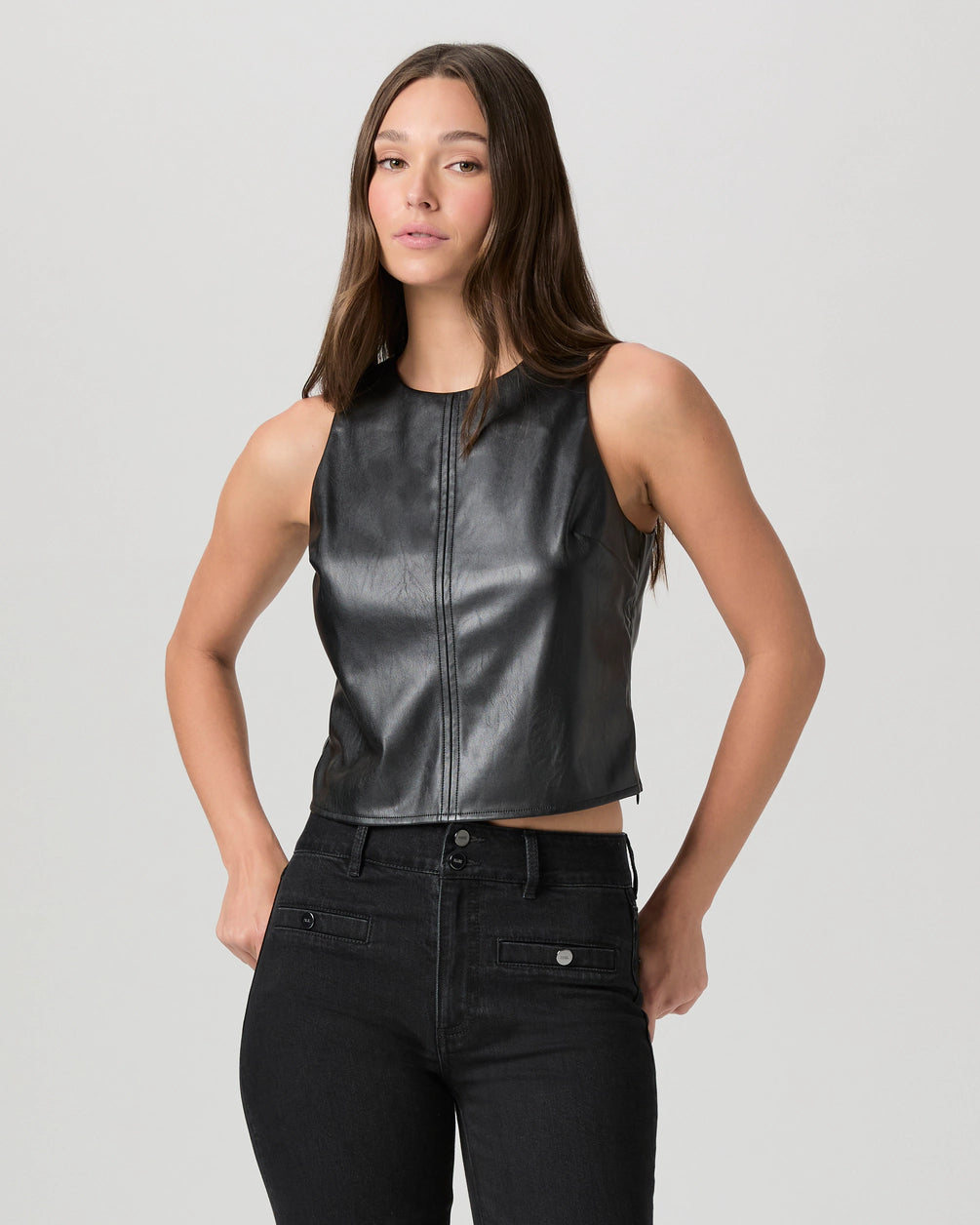 Avila Top - Black Faux Leather