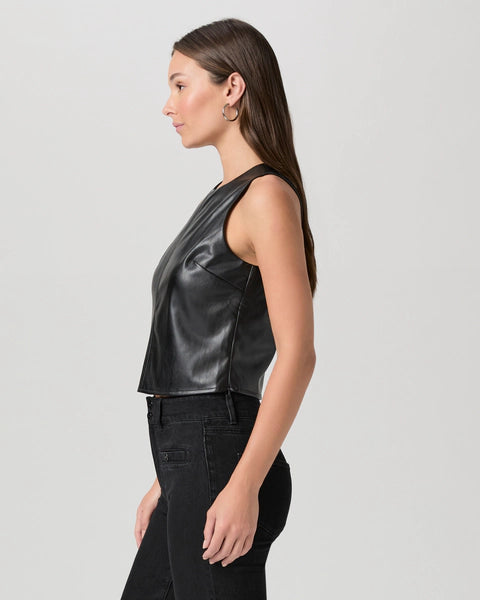 Avila Top - Black Faux Leather