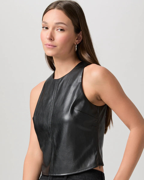 Avila Top - Black Faux Leather