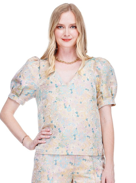 Bloom Brocade Puff Sleeve Top