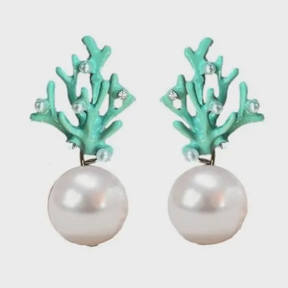 Pearl Coral Statement Earrings