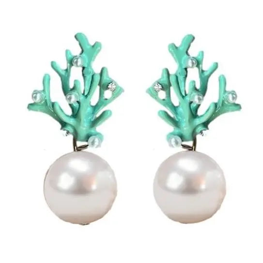 Pearl Coral Statement Earrings