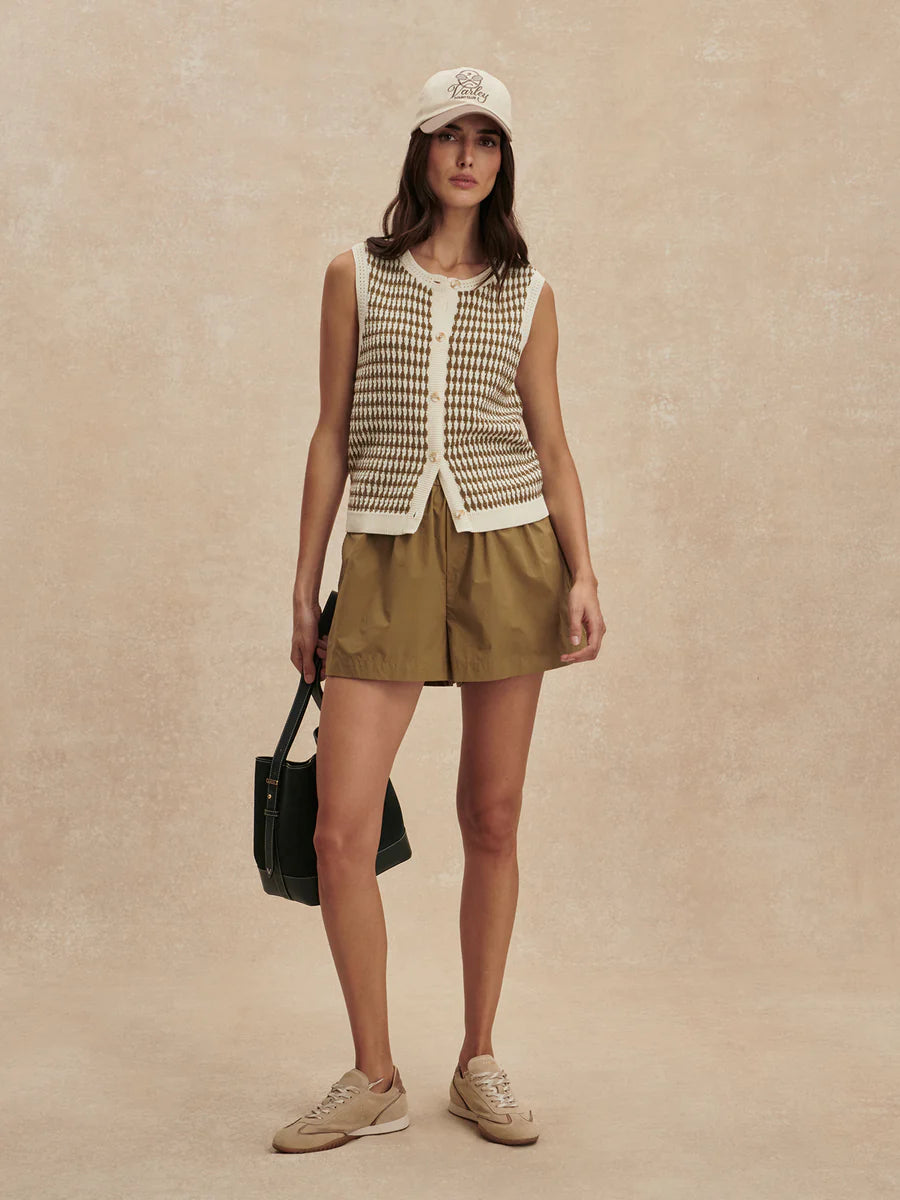 Aura Knit Top - Egret / Golden Olive