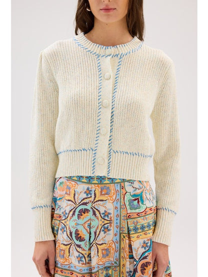 Gia Cardigan - White Spacedye