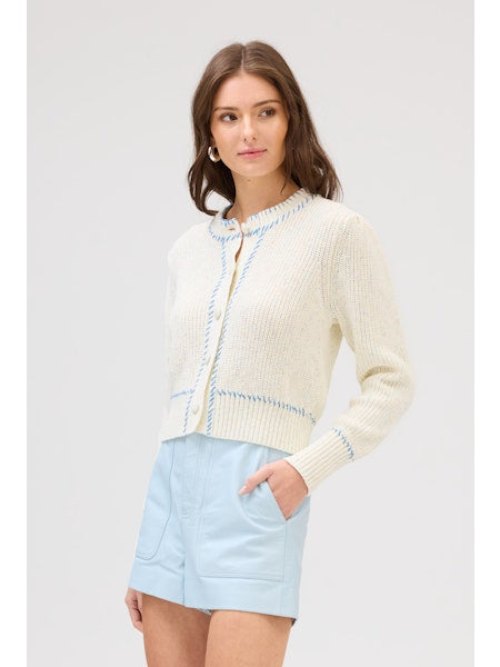 Gia Cardigan - White Spacedye