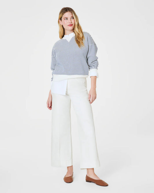 Cropped Wide Leg Jeans - Chalk