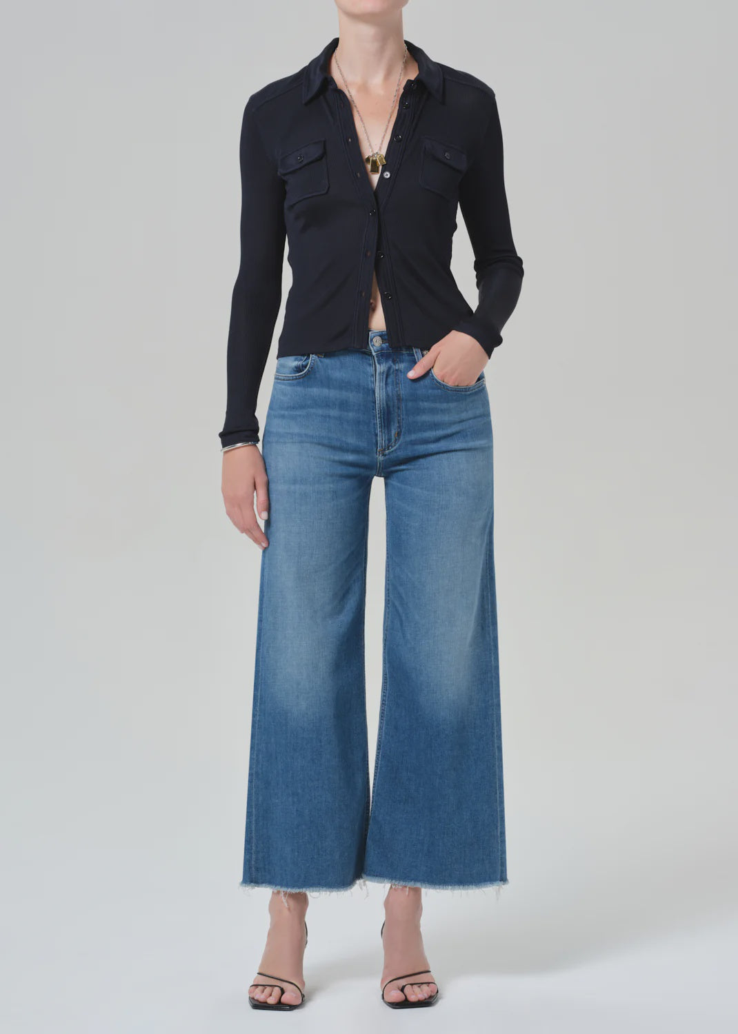 Lyra Wide Leg Crop Raw Hem In Verve