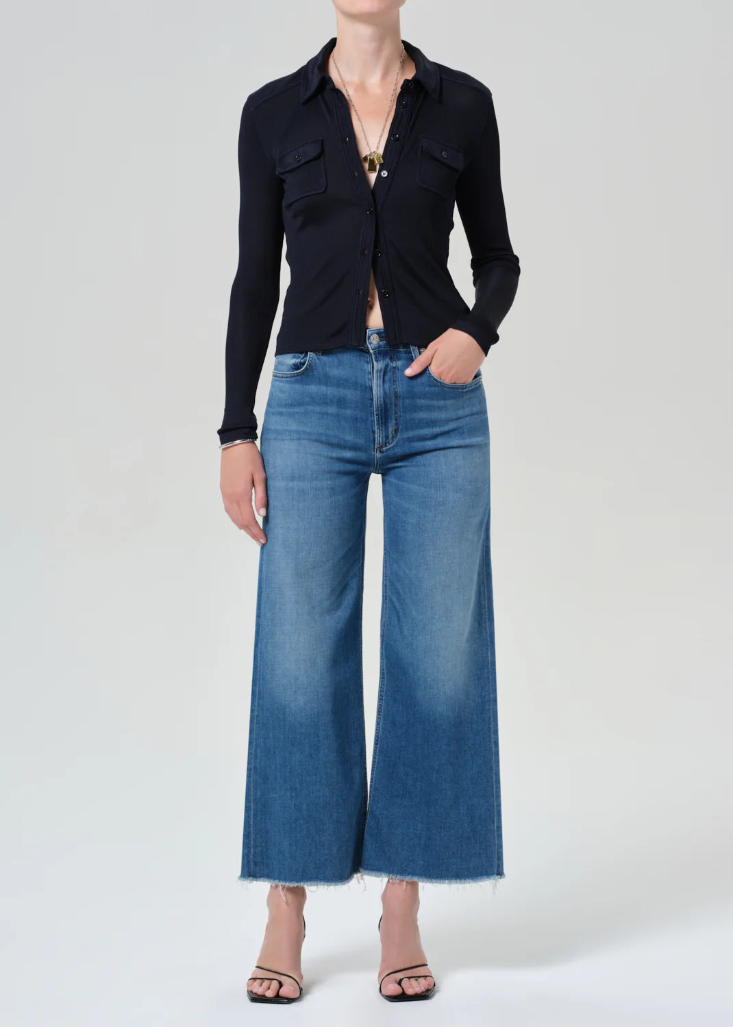 Lyra Wide Leg Crop Raw Hem In Verve