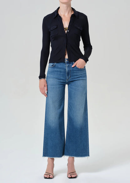 Lyra Wide Leg Crop Raw Hem In Verve