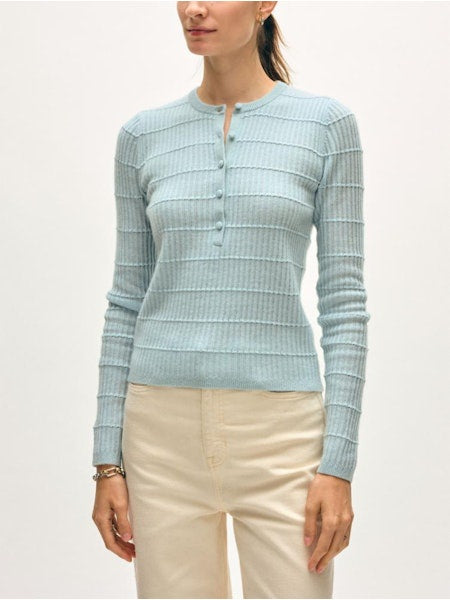Cashmere Textured Henley - Blue Fog
