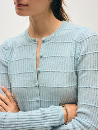 Cashmere Textured Henley - Blue Fog