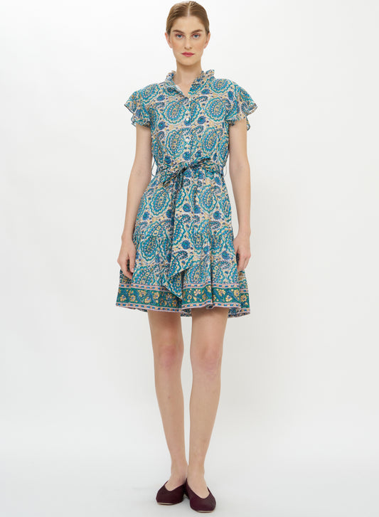 Ruffle Collar Button Mini - Izmir Teal