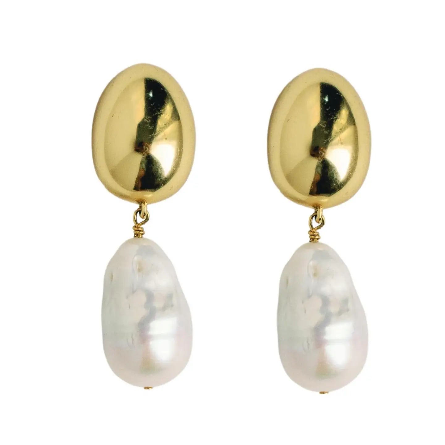 Vintage Chunky Gold and Pearl Drop Earrings