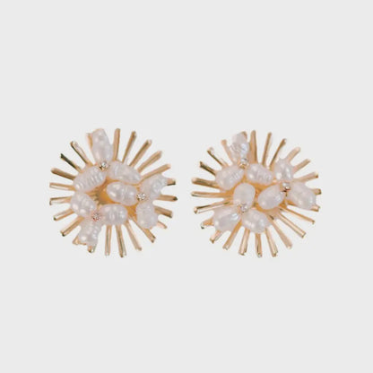 Sunburst Pearl Stud Earrings