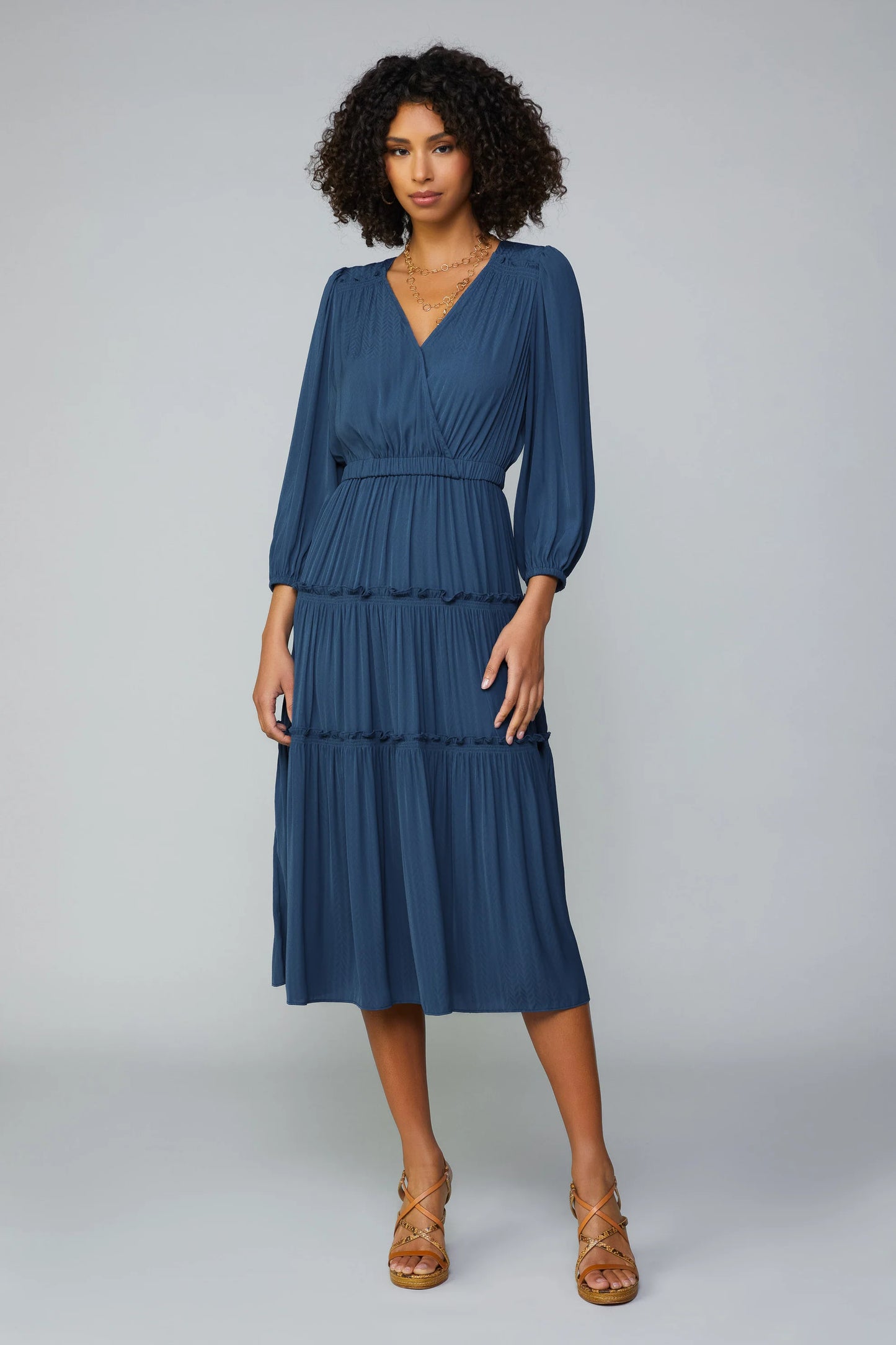 French Navy Tiered Dress