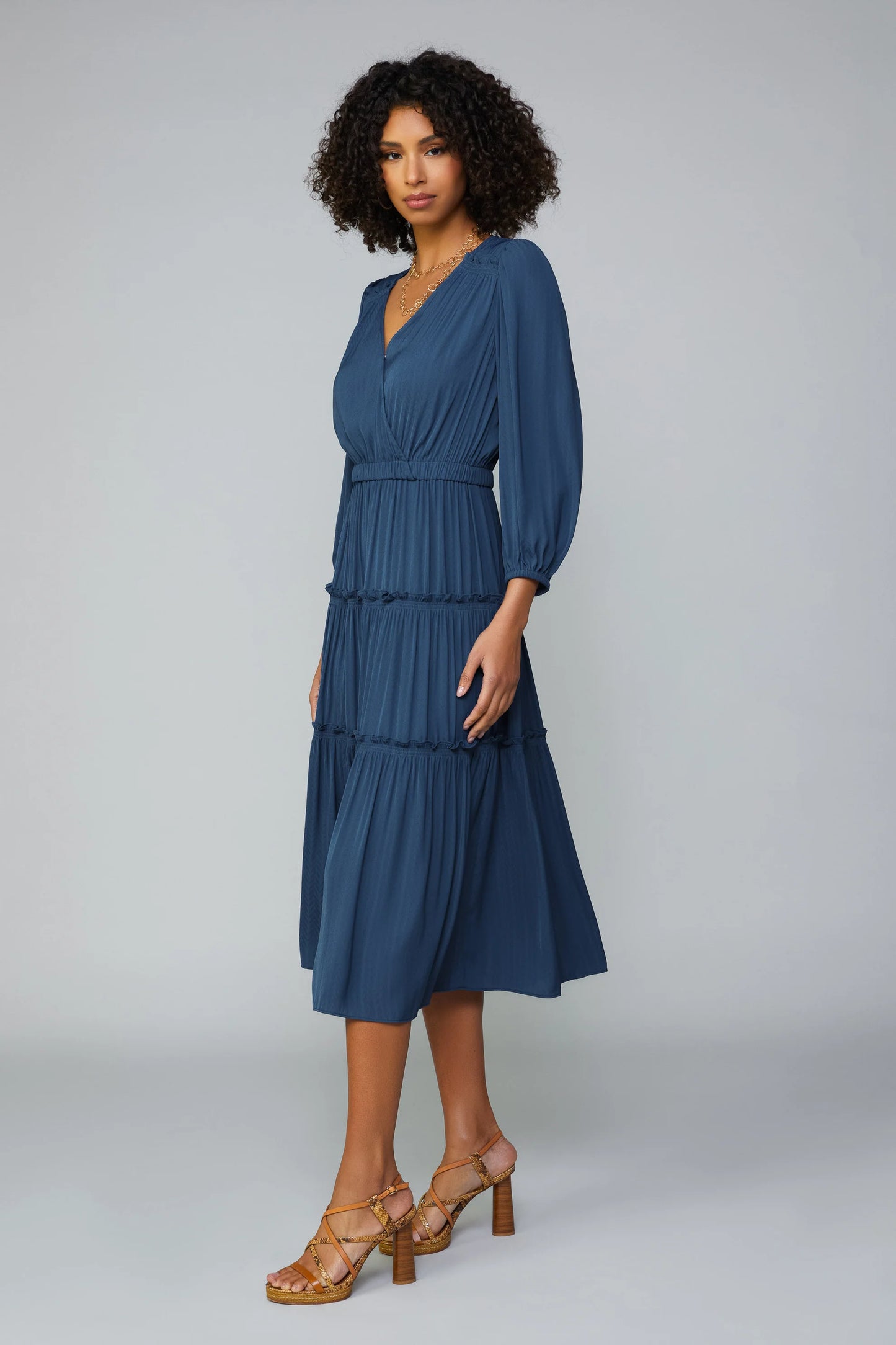 French Navy Tiered Dress