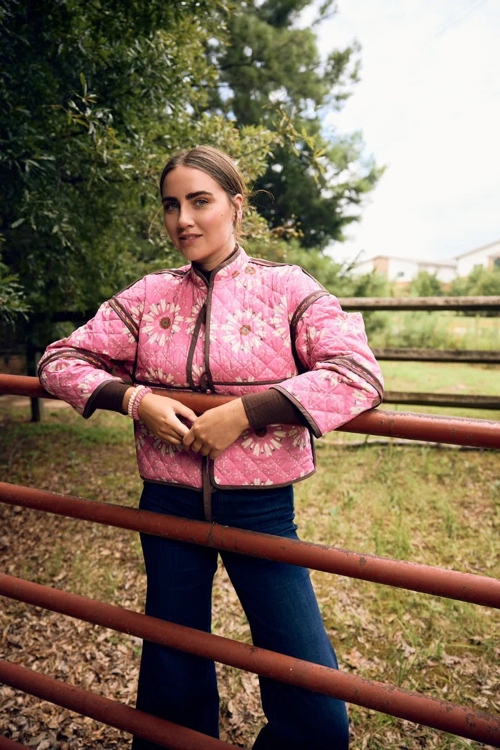 The Eloise Reversible Quilted Jacket - Wildflower Pink