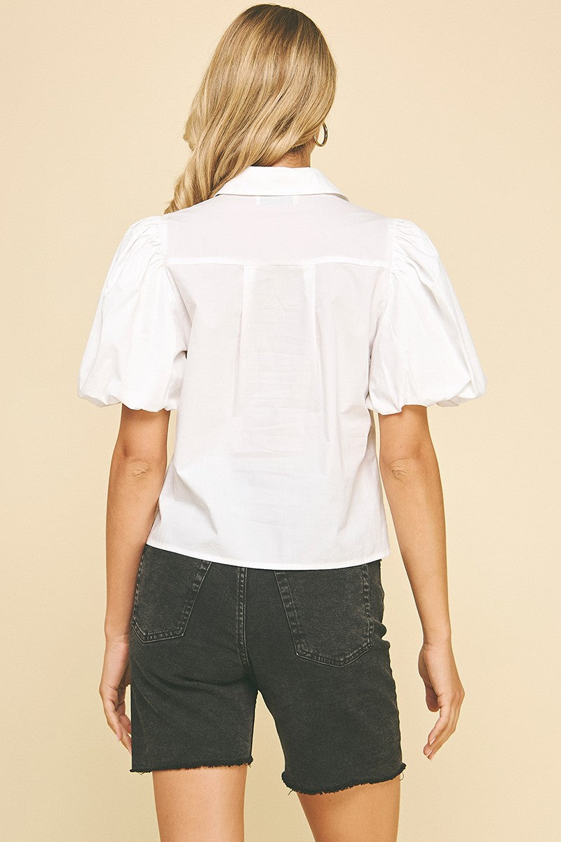 Gemma Puff Sleeve Top - White