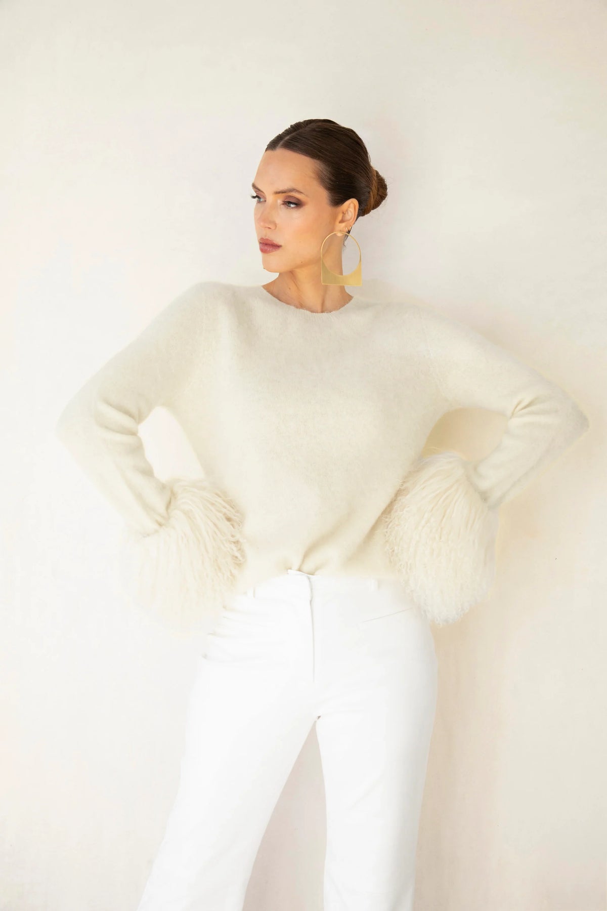 Sunrise Removable Cuff Cashmere Sweater - Cream