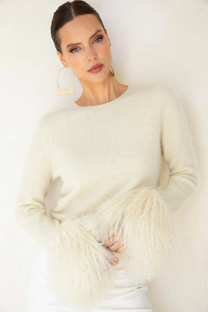 Sunrise Removable Cuff Cashmere Sweater - Cream