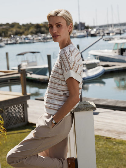 Ciara Stripe Knit Top - Chanterelle Stripe