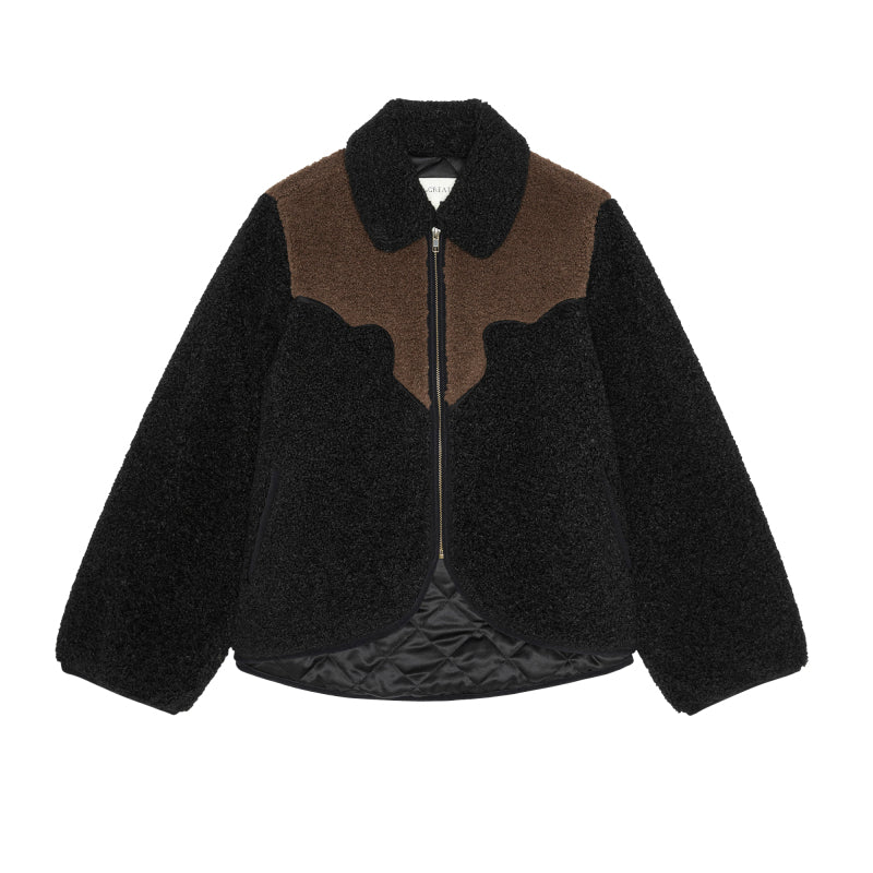 Western Yoke Pasture Jacket- Black w/ Brown Trim
