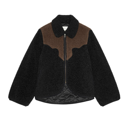 Western Yoke Pasture Jacket- Black w/ Brown Trim