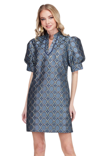 Trellis Puff Sleeve Mini Dress