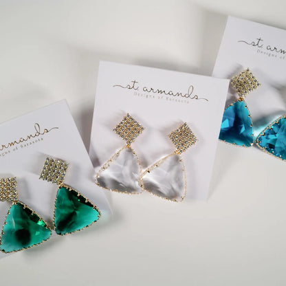 Pavé Triangle Crystal Drop Earrings