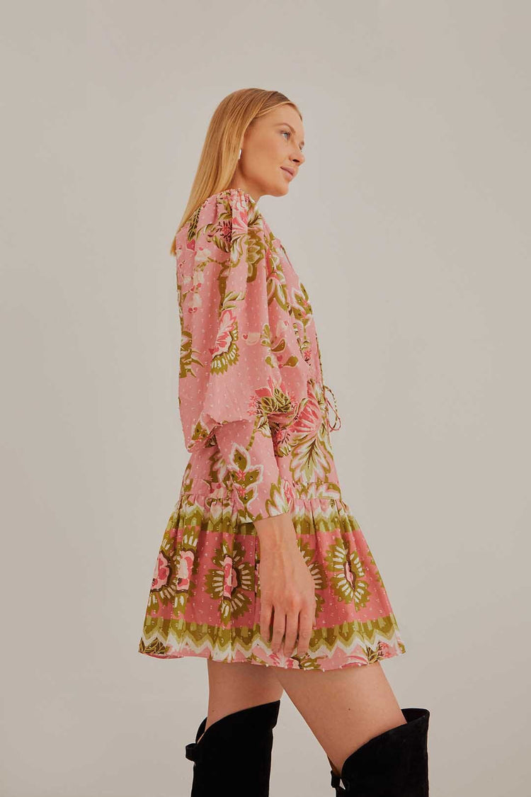 Soft Pink Aura Floral Mini Dress